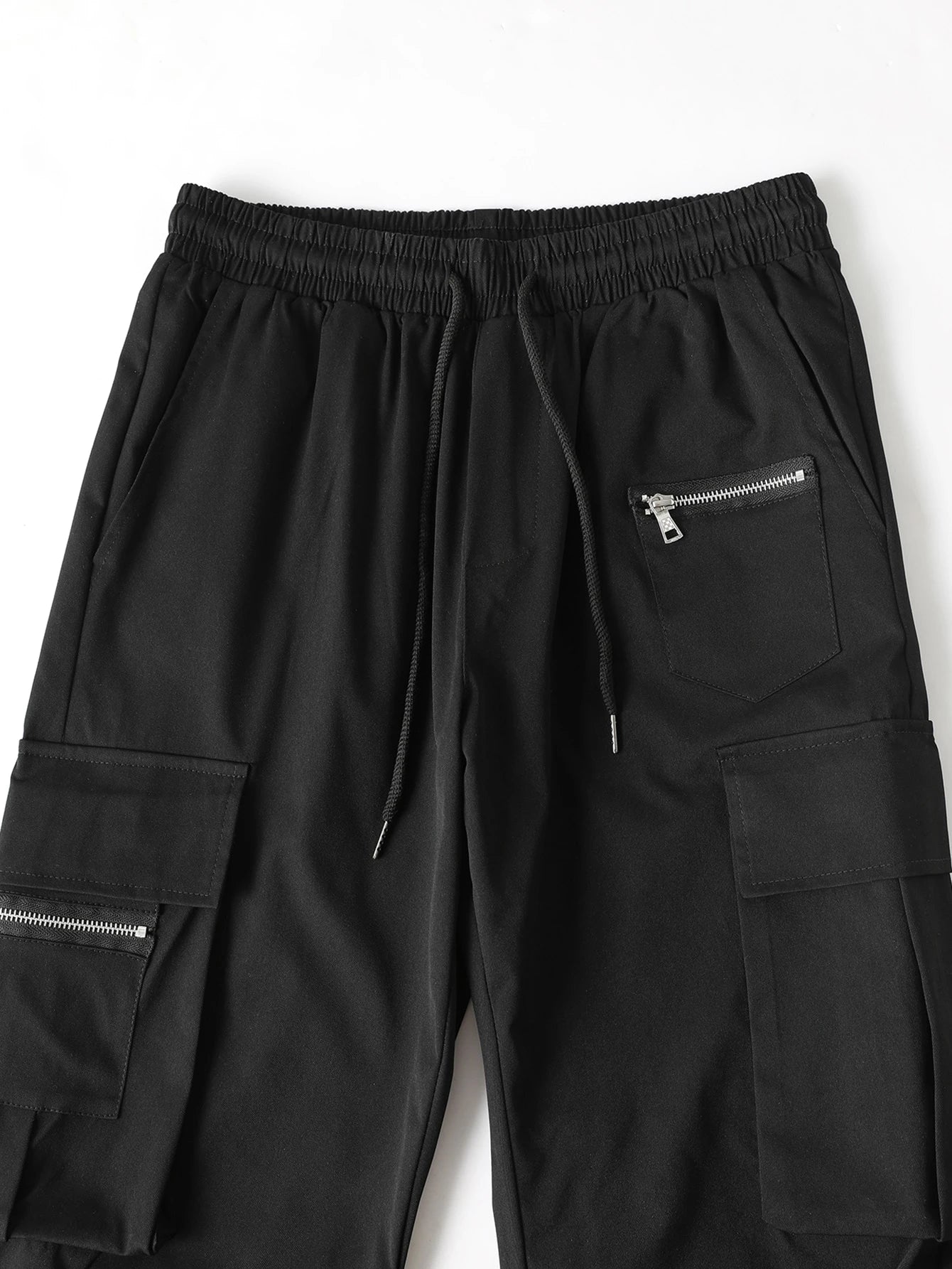 Claim Dot Men Casual Solid Drawstring Waist Cargo Pants, Fall